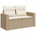 Set sofás de jardín 7 piezas y cojines ratán sintético beige