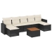 Set de sofás de jardín 8 piezas y cojines ratán sintético negro