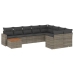 Set de sofás de jardín 10 pzas con cojines ratán sintético gris