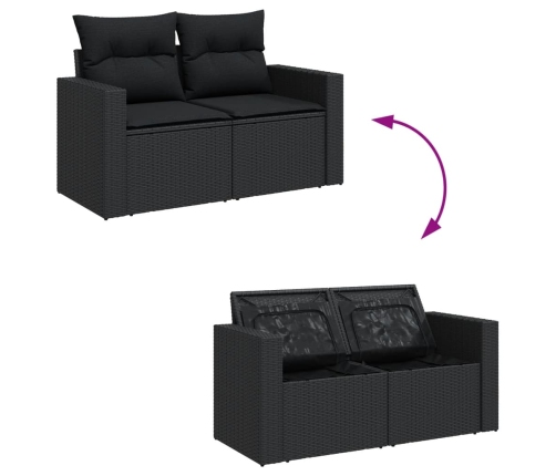 Set de sofás de jardín 10 pzas cojines ratán sintético negro