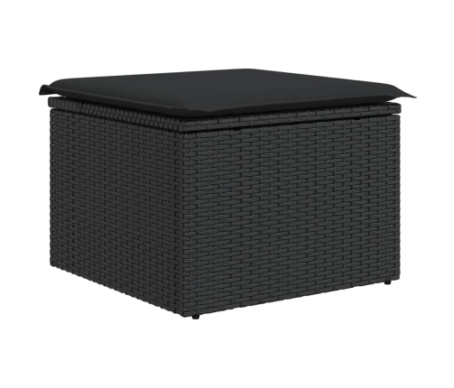 Set de sofás de jardín 10 pzas cojines ratán sintético negro