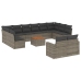 Set sofás de jardín con cojines 13 piezas ratán sintético gris