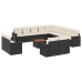 Set de sofás de jardín y cojines 14 pzas ratán sintético negro