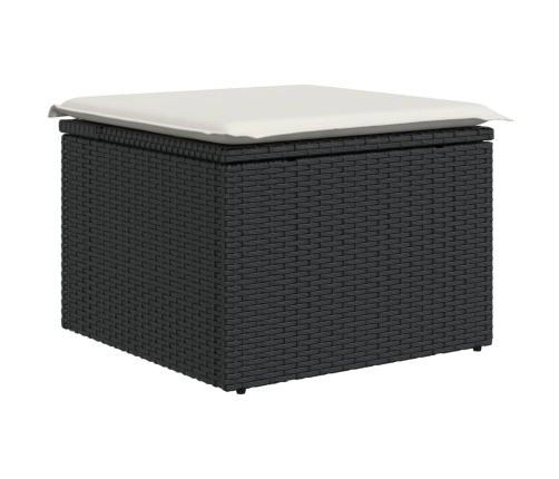 Set de sofás de jardín 10 pzas cojines ratán sintético negro