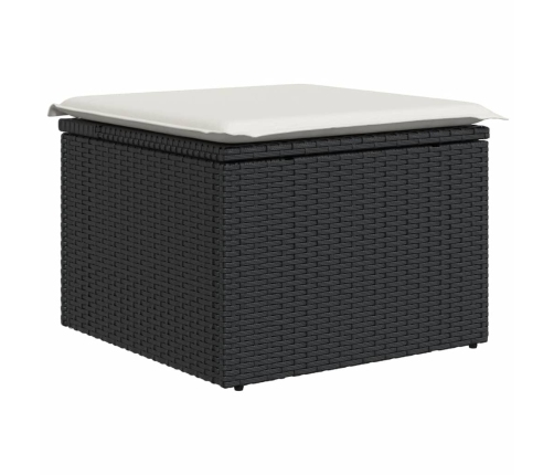Set de sofás de jardín y cojines 13 pzas ratán sintético negro