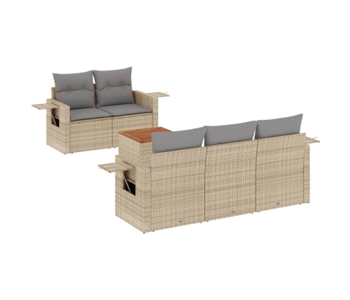 Juego de sofás jardín con cojines beige mezcla 6 pzas ratán PE