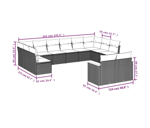 Set sofás de jardín 7 piezas y cojines ratán sintético beige