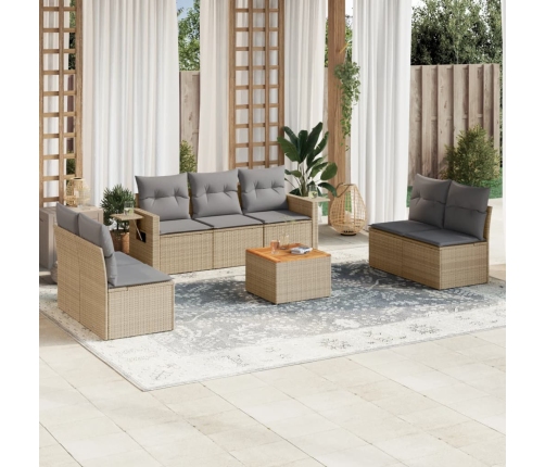 Juego de sofás jardín con cojines beige mezcla 8 pzas ratán PE