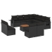 Set de sofás de jardín 12 piezas cojines ratán sintético negro