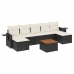 Set de sofás de jardín 8 piezas y cojines ratán sintético negro