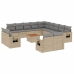 Set sofás jardín 14 pzas y cojines ratán sintético beige mezcla