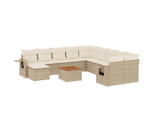 Set de sofás de jardín y cojines 12 pzas ratán sintético beige