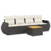 Set de muebles de jardín 5 pzas y cojines ratán sintético negro