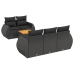 Set de sofás de jardín 6 piezas y cojines ratán sintético negro