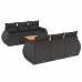 Set de comedor de jardín 7 pzas y cojines ratán sintético negro