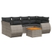 Set de sofás de jardín 7 piezas con cojines ratán PE gris
