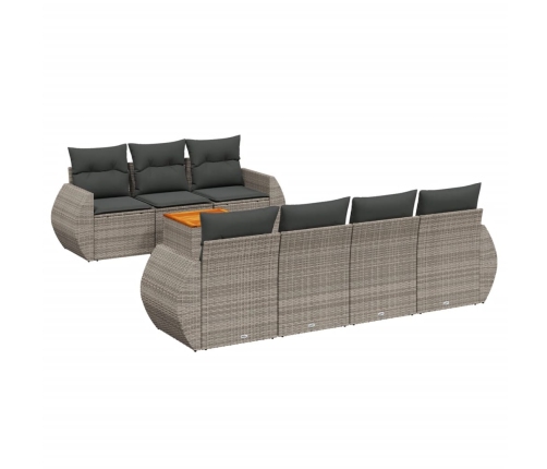 Set de sofás de jardín 8 pzas y cojines ratán sintético gris