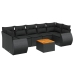 Set de sofás de jardín 8 piezas y cojines ratán sintético negro
