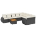Set de sofás de jardín 8 piezas y cojines ratán sintético negro
