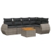 Set de muebles de jardín 6 pzas y cojines ratán sintético gris