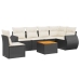 Set de comedor de jardín 7 pzas y cojines ratán sintético negro