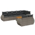 Set de muebles de jardín 9 pzas y cojines ratán sintético gris