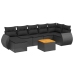 Set de sofás de jardín 8 piezas y cojines ratán sintético negro