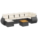 Set de sofás de jardín 8 piezas y cojines ratán sintético negro