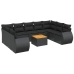 Set de sofás de jardín 10 pzas cojines ratán sintético negro