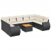 Set de sofás de jardín 10 pzas cojines ratán sintético negro