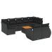 Set de sofás de jardín 10 pzas cojines ratán sintético negro