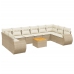 Set de sofás de jardín 11pzas con cojines ratán sintético beige