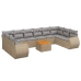 Set de sofás de jardín 11pzas con cojines ratán sintético beige