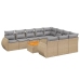 Set de sofás de jardín 11pzas con cojines ratán sintético beige