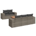Set de muebles de jardín 6 pzas y cojines ratán sintético gris