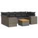 Set de sofás de jardín 7 piezas con cojines ratán PE gris