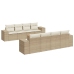 Set de sofás de jardín 9 pzas con cojines ratán sintético beige