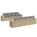 Set de sofás de jardín 9 pzas con cojines ratán sintético beige