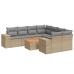 Set de sofás de jardín 9 pzas con cojines ratán sintético beige