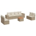 Set de sofás de jardín 9 pzas con cojines ratán sintético beige