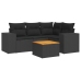 Set de muebles de jardín 5 pzas y cojines ratán sintético negro