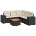 Set de sofás de jardín 6 piezas y cojines ratán sintético negro