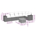 Set de comedor de jardín 7 pzas y cojines ratán sintético negro