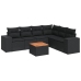 Set de comedor de jardín 7 pzas y cojines ratán sintético negro