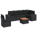 Set de comedor de jardín 7 pzas y cojines ratán sintético negro