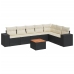 Set de sofás de jardín 8 piezas y cojines ratán sintético negro