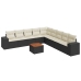 Set de sofás de jardín 10 pzas cojines ratán sintético negro