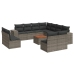 Set de sofás de jardín 12 pzas con cojines ratán sintético gris