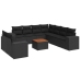Set de sofás de jardín 10 pzas cojines ratán sintético negro