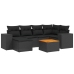 Set de comedor de jardín 7 pzas y cojines ratán sintético negro